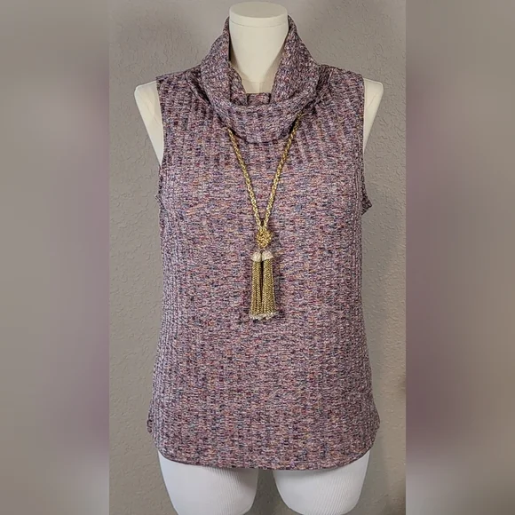 CATO Sleeveless Multi-Colored Ribbed Cowl Pullover - Plus Size 22/24W - Picture 1 of 8